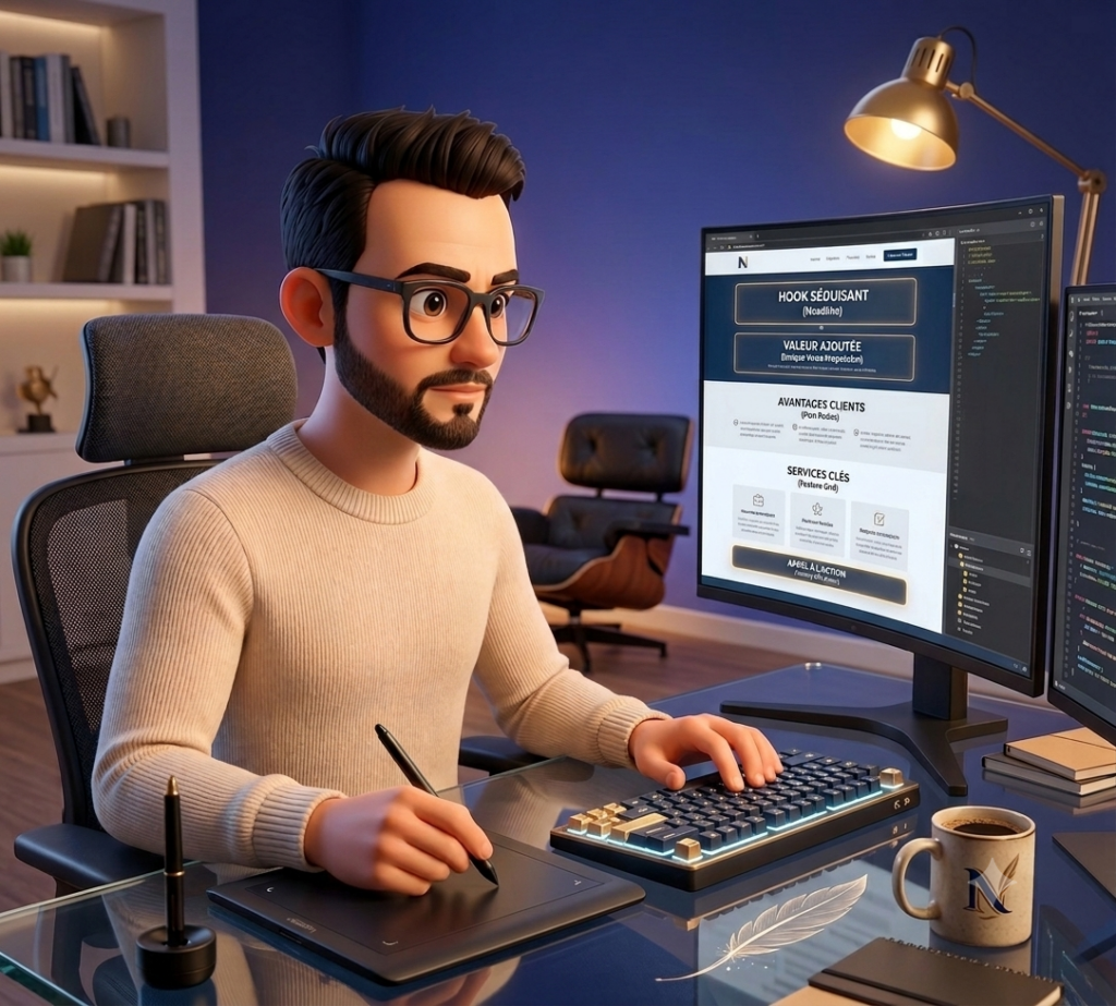 Nicolas, Audit & Plume qui montre comment bien rédiger une page d'accueil