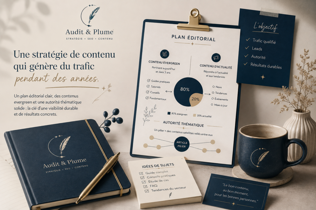 Illustration d’une stratégie de contenu et d’un plan éditorial SEO